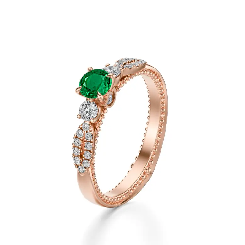 Pierścionek z różowego złota ze szmaragdem AJPZ_069